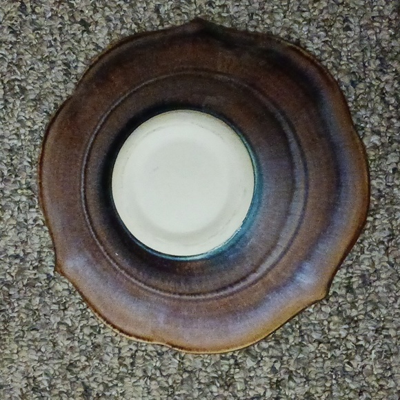 Vintage Bill Campbell glazed scalloped triple petal lotus pottery bowl - Picture 5 of 8